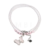 Natural Rose Quartz & Dyed Natural White Jade Faceted Butterfly  Pendant Necklaces NJEW-G143-01J-2