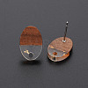 Two Tone Resin & Walnut Wood Stud Earring Findings MAK-N032-030-4