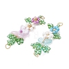 ABS Plastic Imitation Pearl Butterfly and Glass Seed Beaded Flower Links Connector Charms PALLOY-MZ01332-3