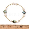 Natural Paua Shell & Potato Pearl Beaded Stretch Bracelets BJEW-JB14172-01-4
