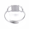 Non-Tarnish 304 Stainless Steel Rectangle Open Cuff Ring RJEW-T023-86P-2