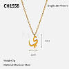304 Stainless Steel Arabic Initial Letter Pendant Necklaces FS-WG7B6CA-08-2