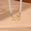 Alloy Crown Birth Year Pendant Imitation Pearl Round White Beaded Necklaces for Women FS-WG173C9-12-1