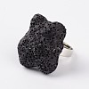 Adjustable Nuggets Lava Rock Gemstone Finger Rings RJEW-I019-11-2