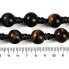 Natural Yellow Tiger Eye & Dyed Blue Tiger Eye 3-Hole Guru Beads Strands G-H064-E05-03A-5