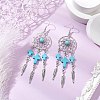 Cross Synthetic Turquoise Dangle Earrings EJEW-JE06330-01-1