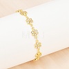 Clover Brass Micro Pave Clear Cubic Zirconia Link Chain Bracelets for Women BJEW-A090-03G-3