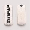 Tibetan Style Alloy Rectangle with Word Fearless Pendants TIBEP-Q043-064-RS-2