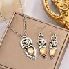 Owl Bohemia Style Alloy & Resin Pendant Necklaces & Dangle Earrings Sets FS-WGD384A-01-4
