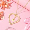 Glass & Plastic Imitation Pearl Love Heart Pendant Necklaces NJEW-JN04988-2