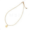 304 Stainless Steel Saint Benedict Medal Pendant Glass and Brass Beaded Short Necklaces for Women Daily Wear AB8901-5
