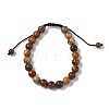 8mm Round Natural Polychrome Jasper/Picasso Stone/Picasso Jasper Braided Bead Bracelets BJEW-C067-01B-19-2