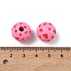 Valentine's Day Spray Painted & Printed Wood European Beads WOOD-L023-03L-3