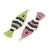 Copper Wired Glass Seed Bead Pendants PALLOY-MZ01301-2