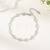 304 Stainless Steel Hollow Spiral Link Chain Anklets AJEW-AN00848-02-4
