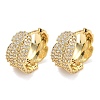 Leaf Brass Micro Pave Clear Cubic Zirconia Hoop Earrings EJEW-C182-06G-4