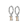 Platinum Rhodium Plated 925 Sterling Silver Dangle Hoop Earrings for Women SY2365-14-1