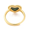 Heart Natural Malachite Adjustable Rings RJEW-Q817-05G-03-3