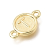 Brass Disc with Initial Links Connector Charms KK-E802-36G-T-2
