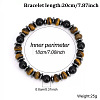European Synthetic Non-magnetic Hematite & Natural Obsidian & Lava Rock & Tiger Eye Beaded Stretch Bracelets for Men XR3727-4-1