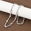 Brass Pave Clear Cubic Zirconia Heart Link Chain Necklaces KK-CBA4547-16B-P-3