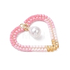 Brass Glass Seed Beaded Heart Pendants PALLOY-MZ01103-3