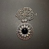European style Alloy Crystal Rhinestone & Black Resin Flower Pendant Ball Chain Necklaces for Women PH9473-3