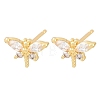 Brass Micro Pave Cubic Zirconia Stud Earrings for Women KK-A305-08G-02-5