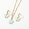 Butterfly Alloy Resin Pendant Necklaces & Hoop Earrings Sets for Women WGFA008-03-2