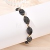 Horse Eye Natural Larvikite/Hematoid Quartz/Green Aventurine & Electroplate Non-magnetic Synthetic Hematite Beads Stretch Bracelets for Women BJEW-JB14076-2