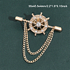 4Pcs Crystal Rhinestone Helm with Chains Tassel Lapel Pin JEWB-CA0001-38KCG-2