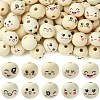 100Pcs Printed Wood European Beads WOOD-CJ0002-78-1