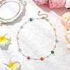 Brass & Glass Colorful Flower Link Chain Necklaces for Women NJEW-JN05454-1