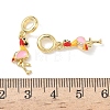 Brass Enamel Colorful Flamingo Shape European Dangle Charms KK-L256-34G-3