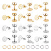 Unicraftale 24Pcs 6 Style Ion Plating(IP) 304 Stainless Steel Flat Round Stud Findings STAS-UN0050-66-1