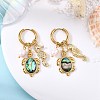 Ocean Natural Cultured Freshwater Pearl & Natural Paua Shell Dangle Earrings for Women EJEW-JE07137-1