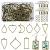 80Pcs 3 Styles Zinc Alloy Open Back Bezel Pendants with Iron Open Jump Rings with Iron Earring Hooks DIY-YW0009-29B-1