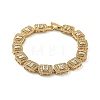 Brass Micro Pave Clear Cubic Zirconia Rectangle Link Bracelets for Women BJEW-C100-01G-4