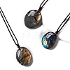 Natural Labradorite Oval Pendant Necklaces PW-WGBBC83-01-2