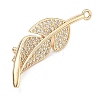 Leaf Brass Micro Pave Cubic Zirconia Enhancer Shortener Bails KK-F934-07B-G-2