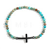 Men's Imperial Jasper Beaded Cross Bracelet MS7461-3-1