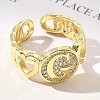 Brass Micro Pave Clear Cubic Zirconia Open Cuff Rings for Women RJEW-K289-02G-G-3