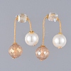 Round Eco-Friendly Glass Pearl & Glass Beads Ear Studs EJEW-JE03822-2