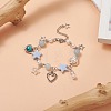 Alloy Heart & Star Charm Bracelet with ABS Plastic Imitation Pearl Beaded for Women BJEW-JB09309-2
