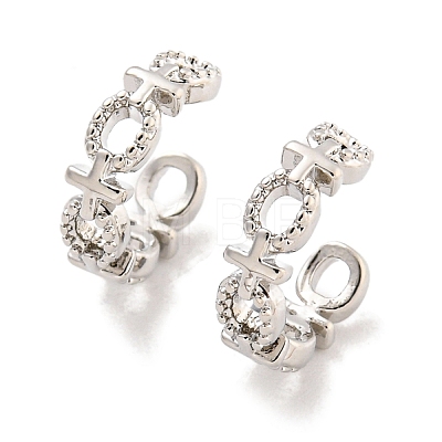 Female Symbol Rack Plating Brass Cuff Earrings for Women Men EJEW-Q803-01P-1