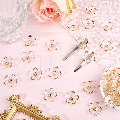 50Pcs Transparent Resin Sakura Flower Bead Caps RESI-SC0006-97-1