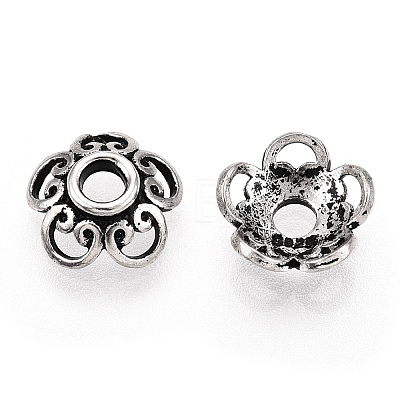 Tibetan Style 925 Sterling Silver Bead Caps STER-T007-71AS-1