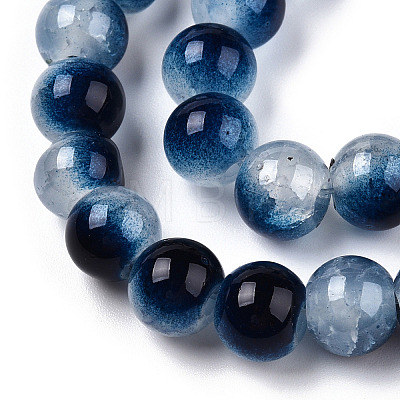 Crackle Baking Painted Imitation Jade Glass Beads Strands X1-DGLA-T003-8mm-15-1