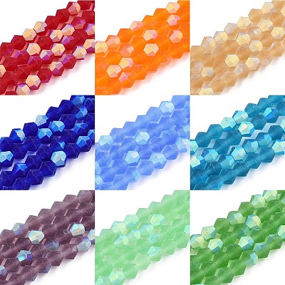 Imitate Austrian Crystal Bicone Frosted Glass Beads Strands EGLA-A039-T6mm-MB-M-1