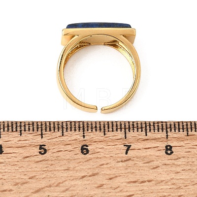 Brass with Natural Lapis Lazuli Cuff Open Rings for Women GG-CBA0B5A-04G-01-1